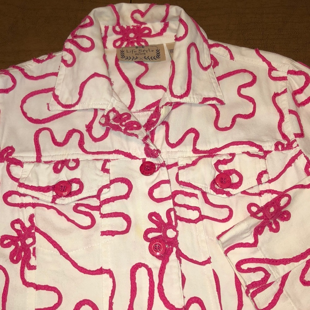 LIFE STYLE Petite White / Pink Blazer Jacket PM